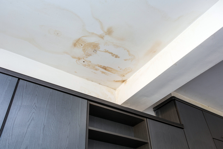 Ceiling leaks from ice dam causing interior water damage