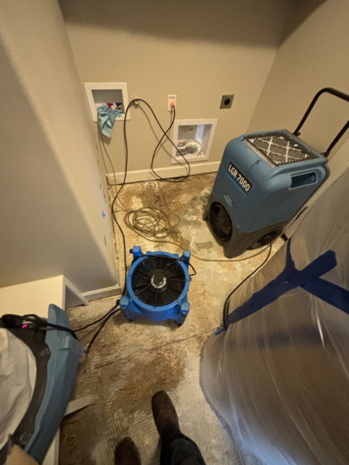 Final cleanup stage of bathroom water damage restoration project in Bend OR