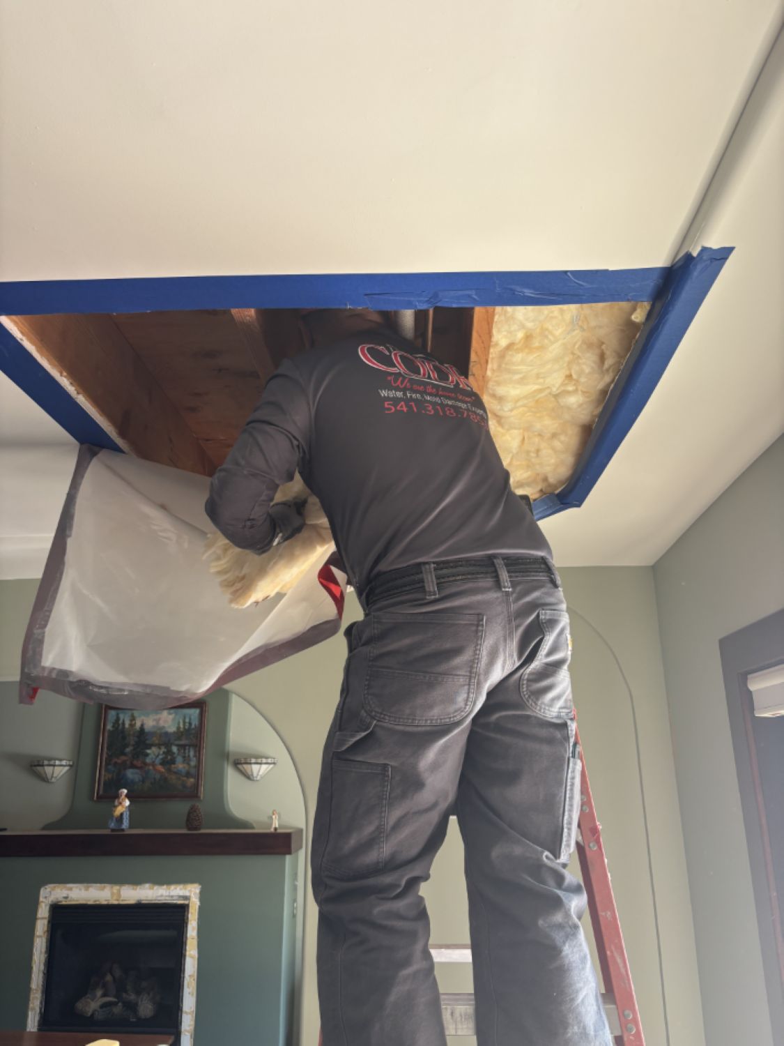 Reinsulation of wall cavity after water damage mitigation completed